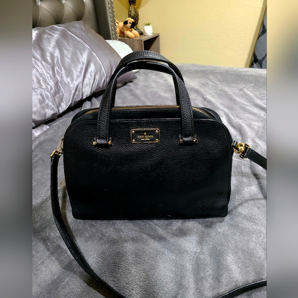 KATE SPADE-Kay Street Small Felix-Pebbled Leather Crossbody/Hand Bag Black - Picture 1 of 13